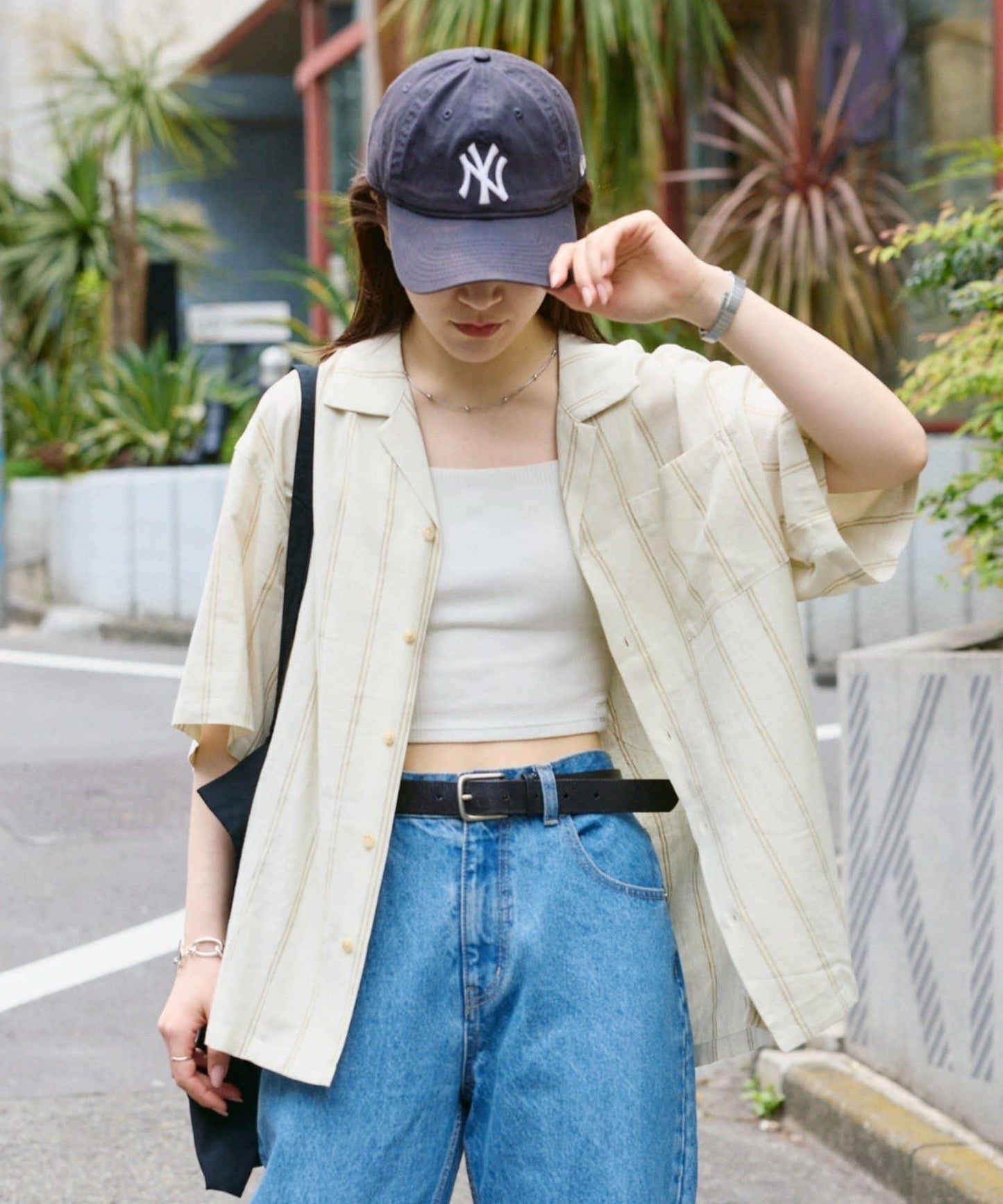 【男女通用】亞麻粘膠開領短袖襯衫