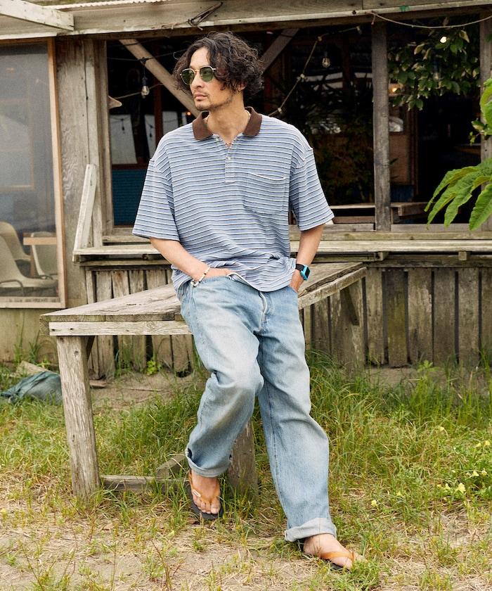 【海灘&節日】多色條紋毛圈Polo衫 短袖