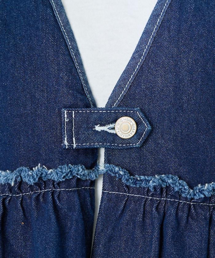 牛仔褲荷葉邊收褶馬甲