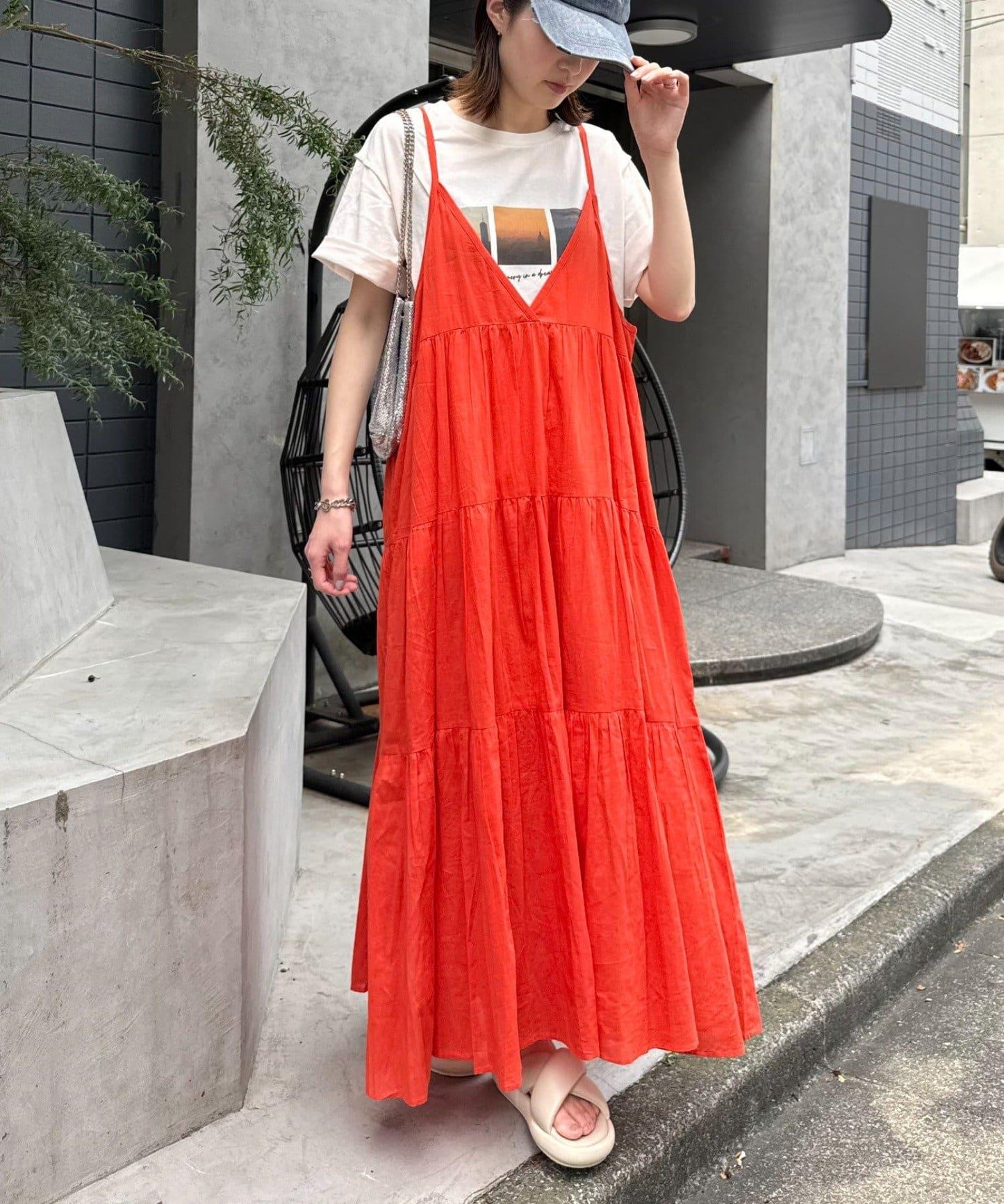 【印度】硅膠洗滌2WAY層疊吊帶連衣裙