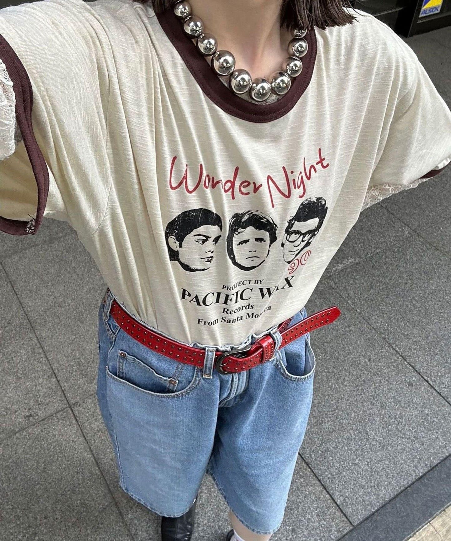 多色印花圓領T恤