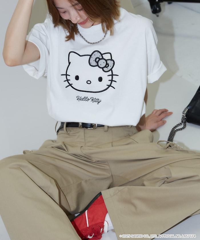 "HELLO KITTY/《Hello Kitty》" 異素材蝴蝶結T恤 限定推出
