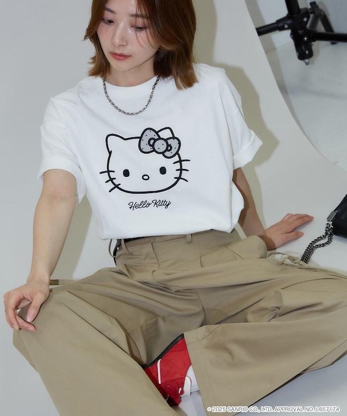 "HELLO KITTY/《Hello Kitty》" 異素材蝴蝶結T恤 限定推出