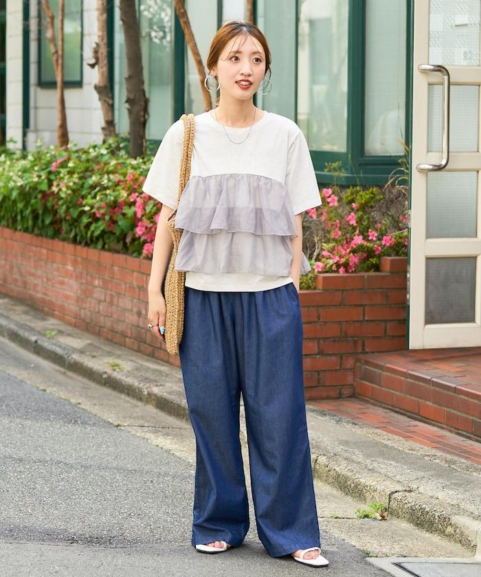 歐根紗對接半袖T恤