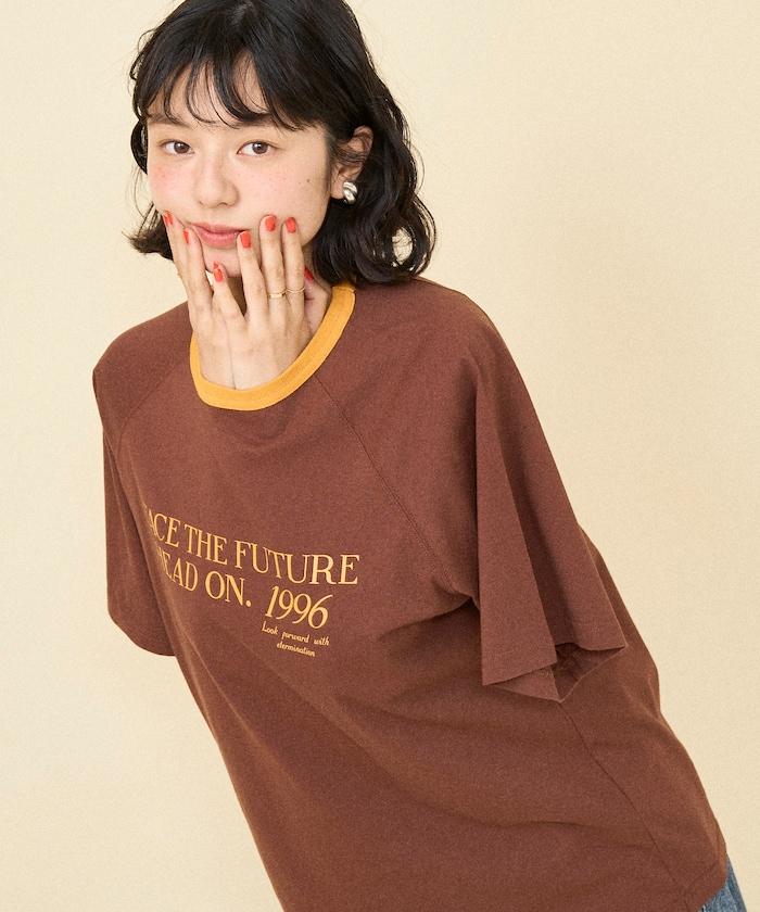 藍色圓領印花T恤