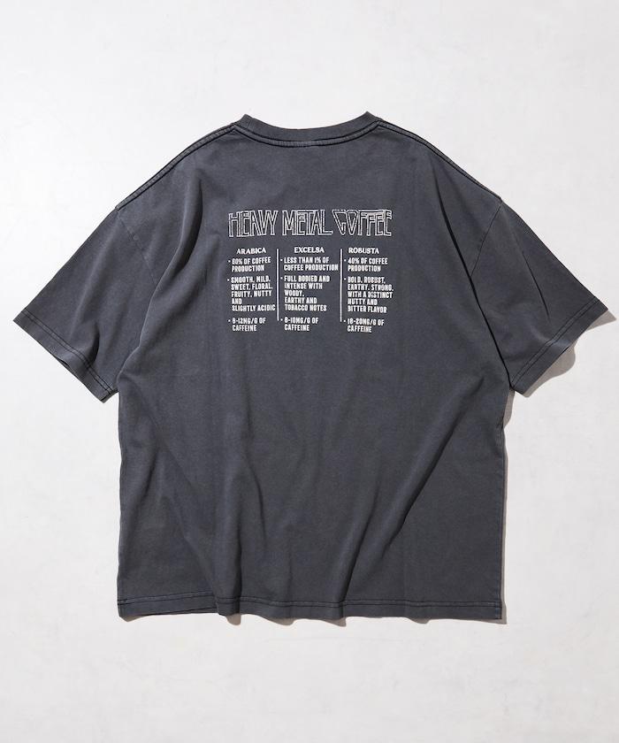 大號剪裁 皮革染色 裂紋印花 圓領T恤 / 重金屬咖啡 【限定推出】