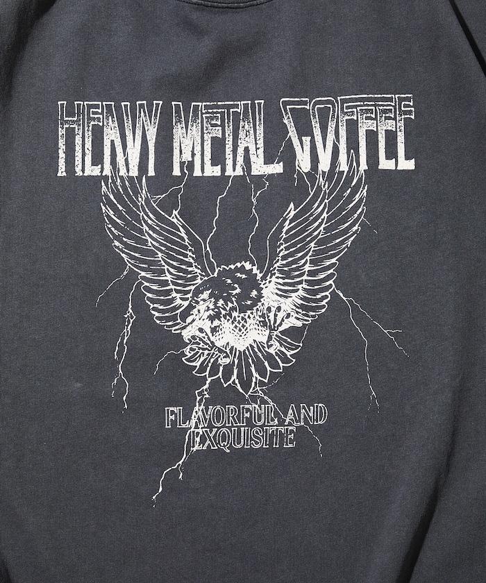 大號剪裁 皮革染色 裂紋印花 圓領T恤 / 重金屬咖啡 【限定推出】