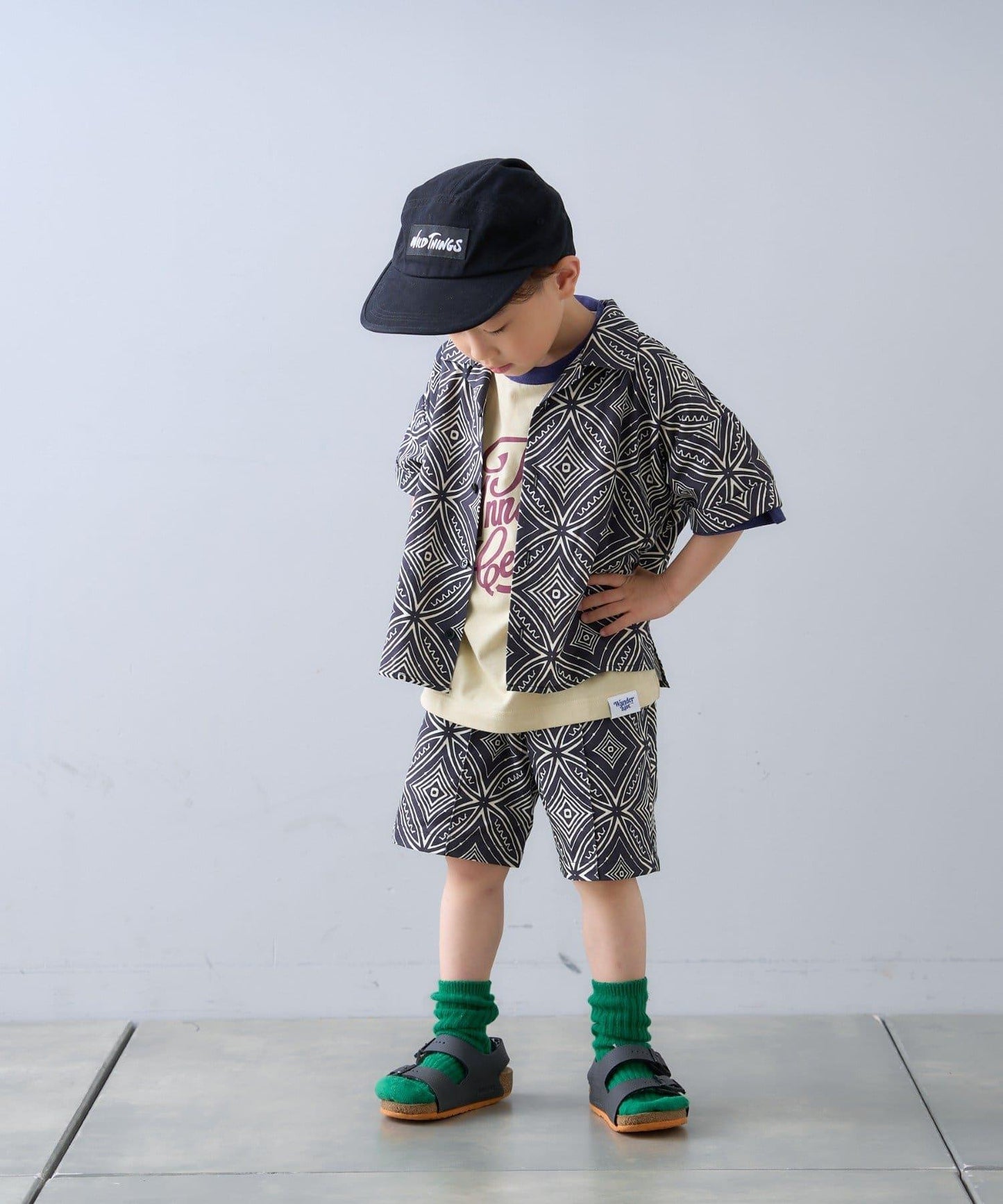 【CIAOPANIC TYPY】【KIDS】非洲蠟染圖案開領襯衫