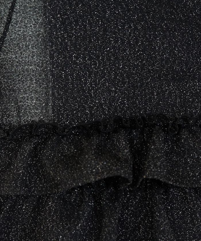 透明 閃光 蕾絲 褶邊 分層開衫