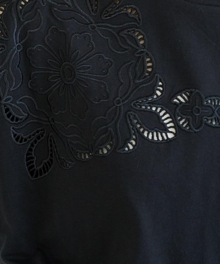 花紋 刺繡 寬鬆 半袖 T恤