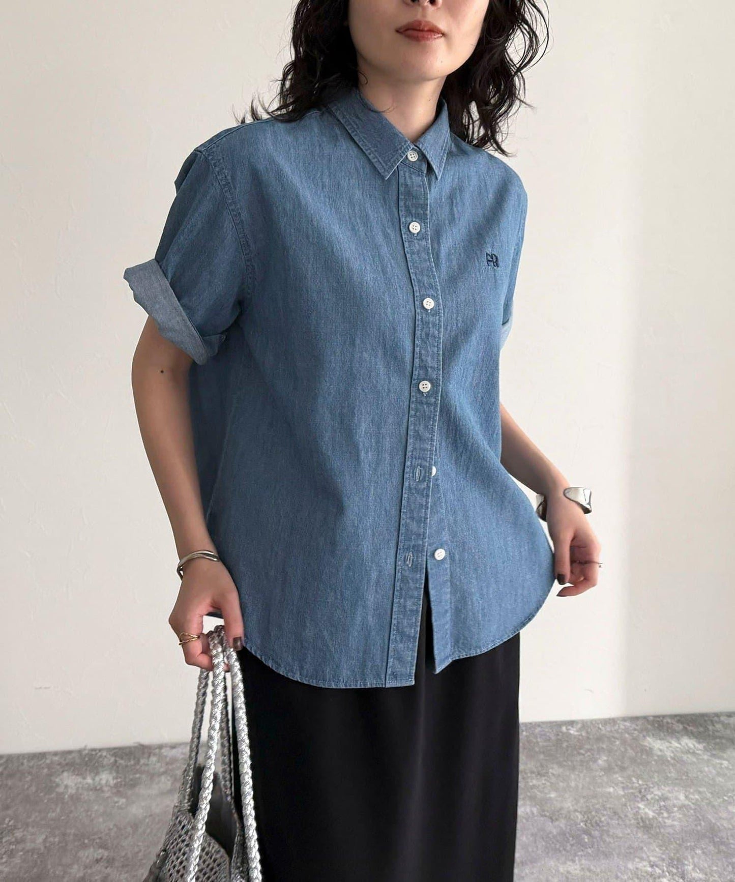 FR刺繡短袖襯衫