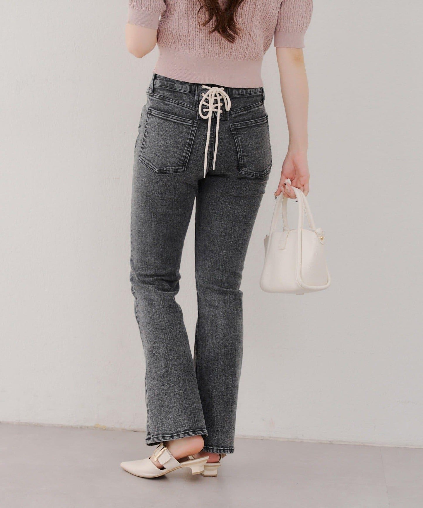 【@reve.perle_企劃】後綁帶荷葉邊喇叭褲