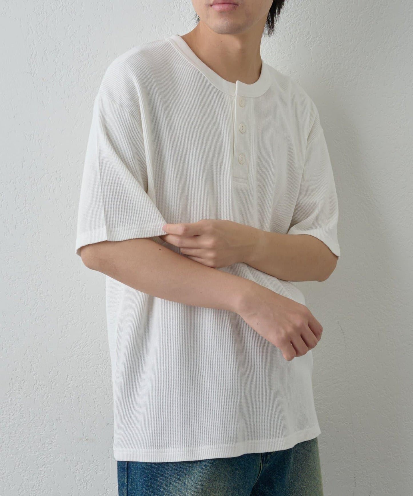 【範例】氣烤華夫餅亨利領T-shirt