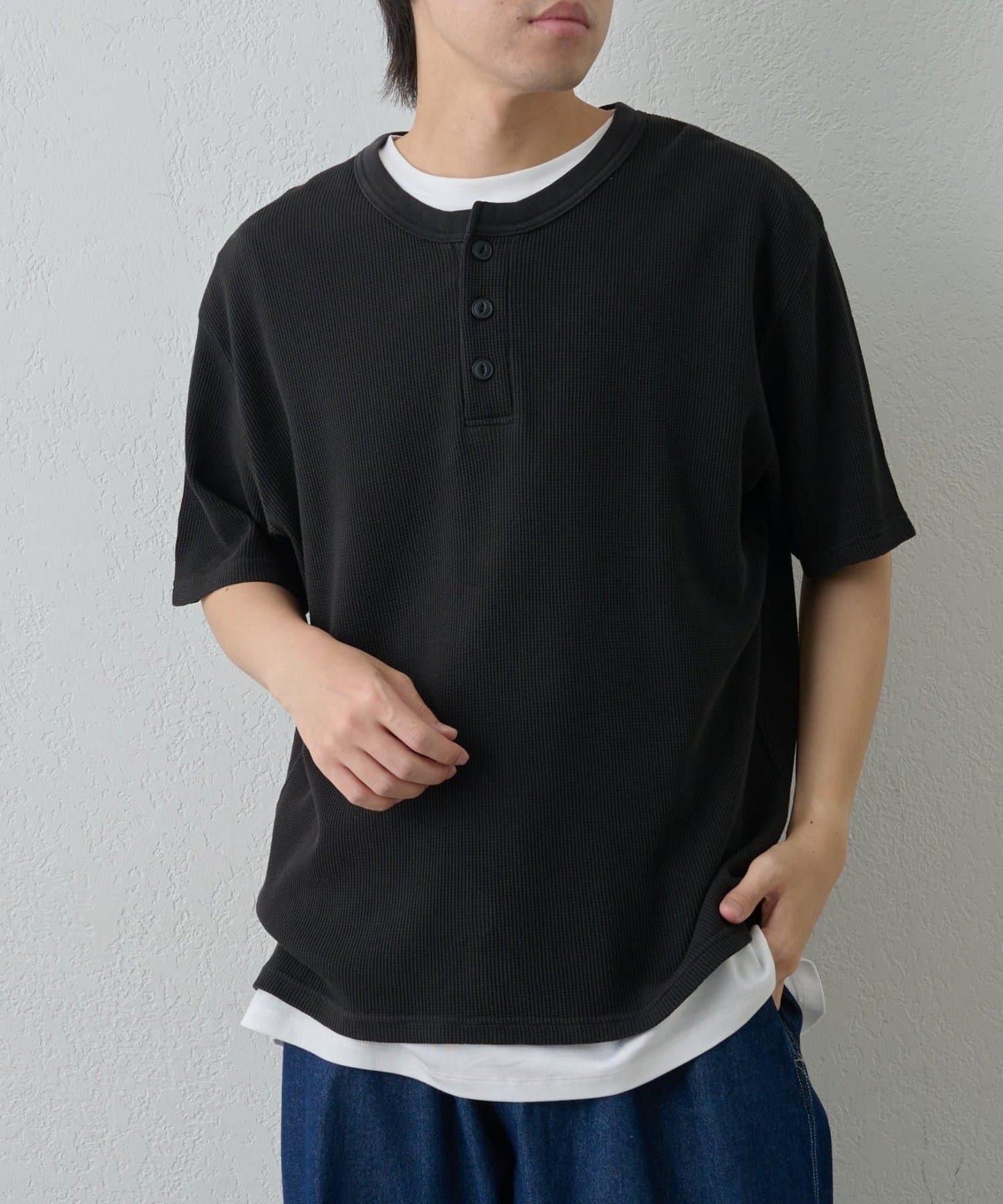 【範例】氣烤華夫餅亨利領T-shirt