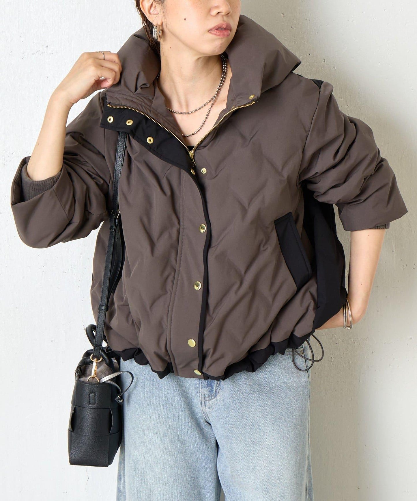 配色連帽羽絨服