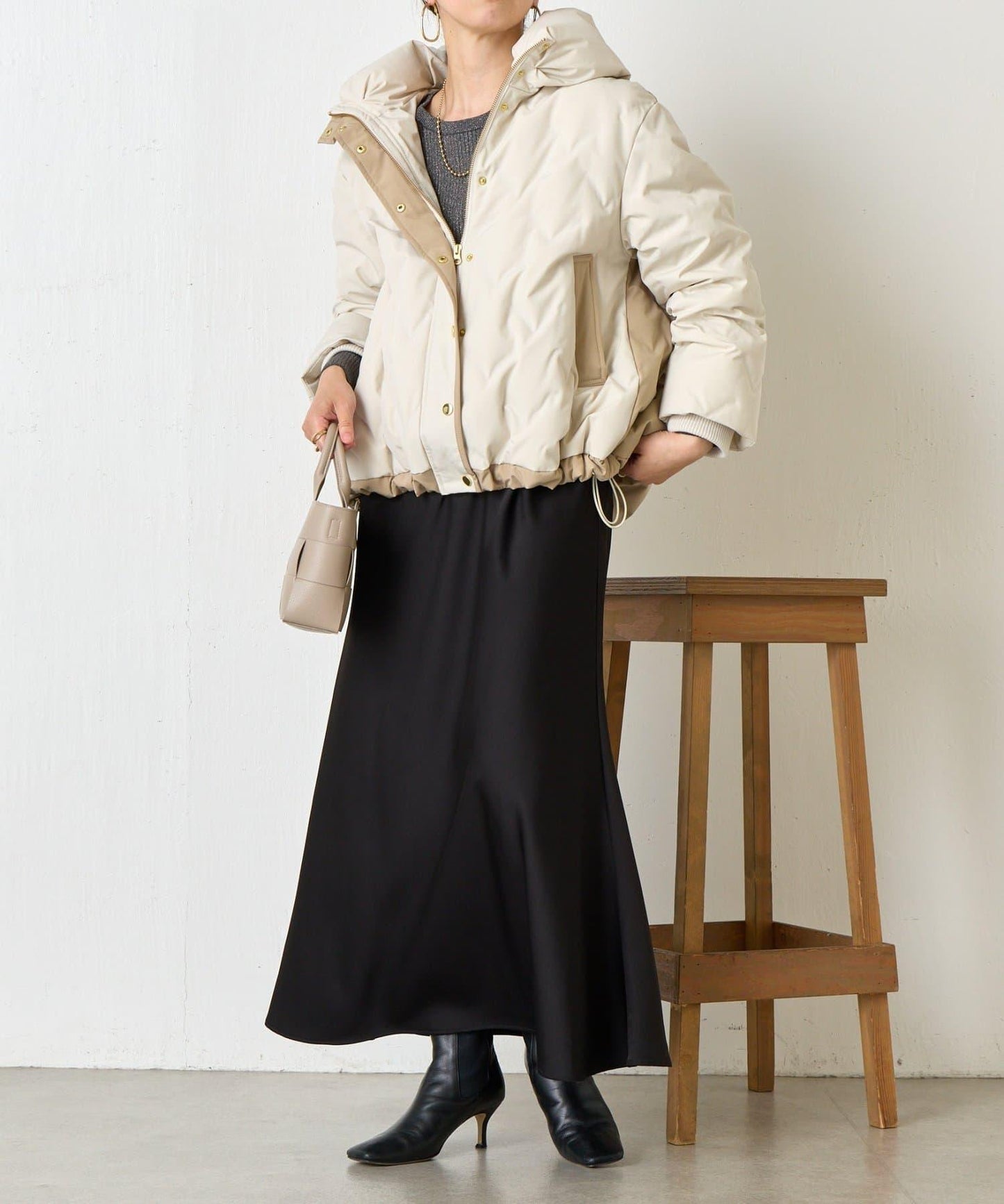 配色連帽羽絨服