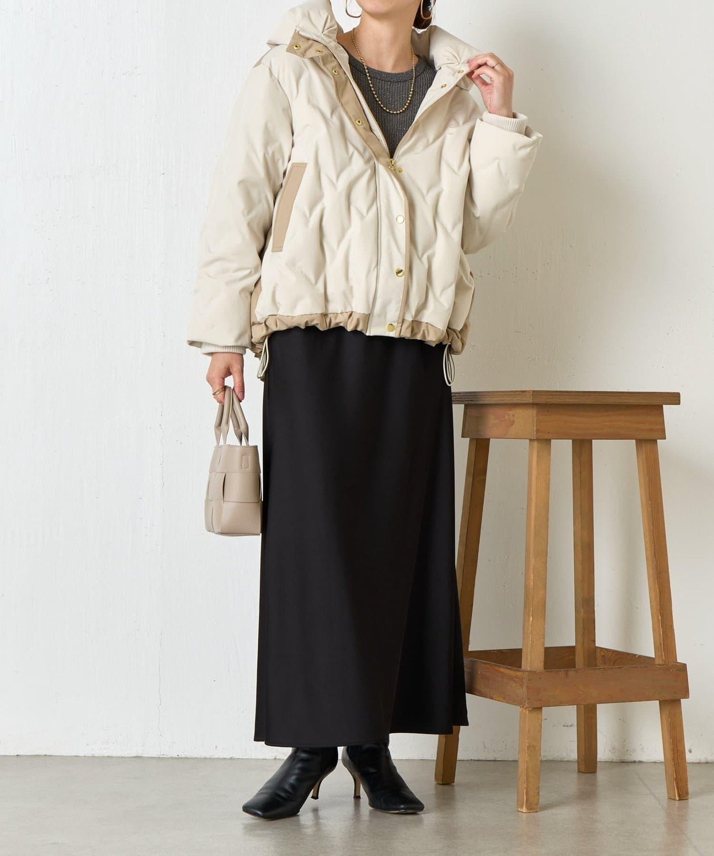 配色連帽羽絨服