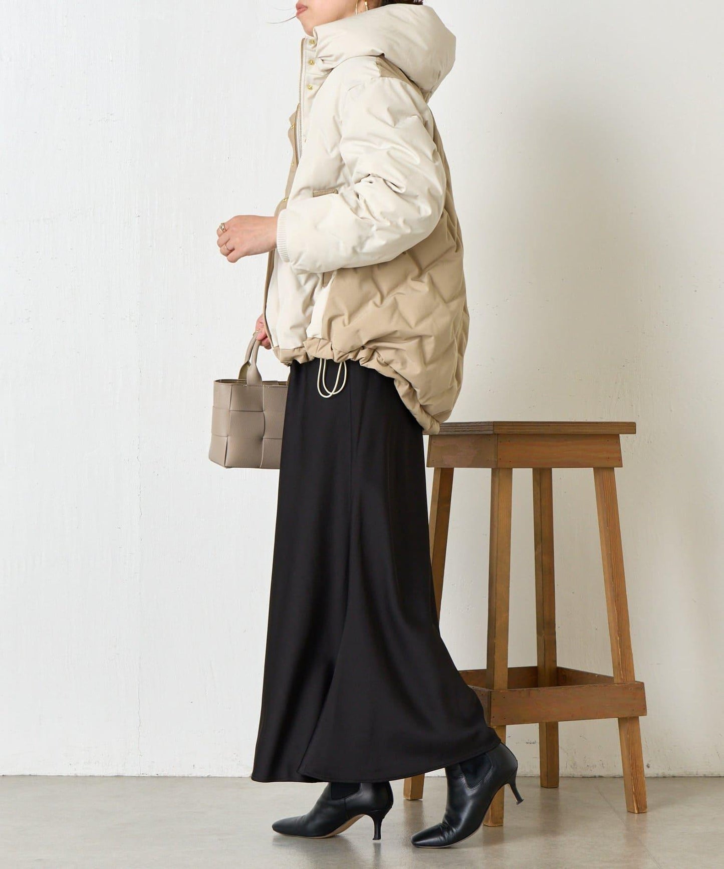 配色連帽羽絨服