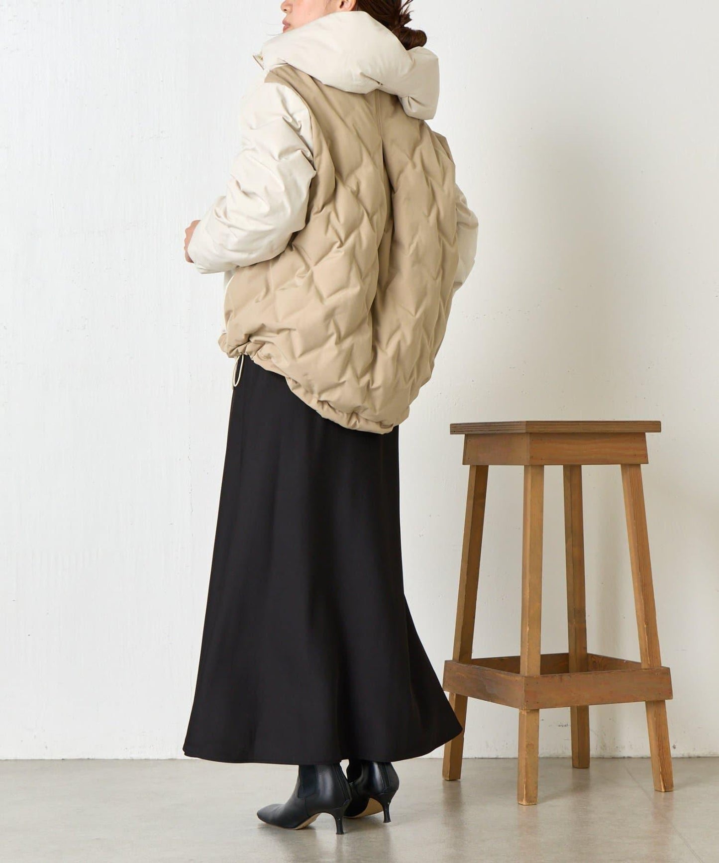 配色連帽羽絨服