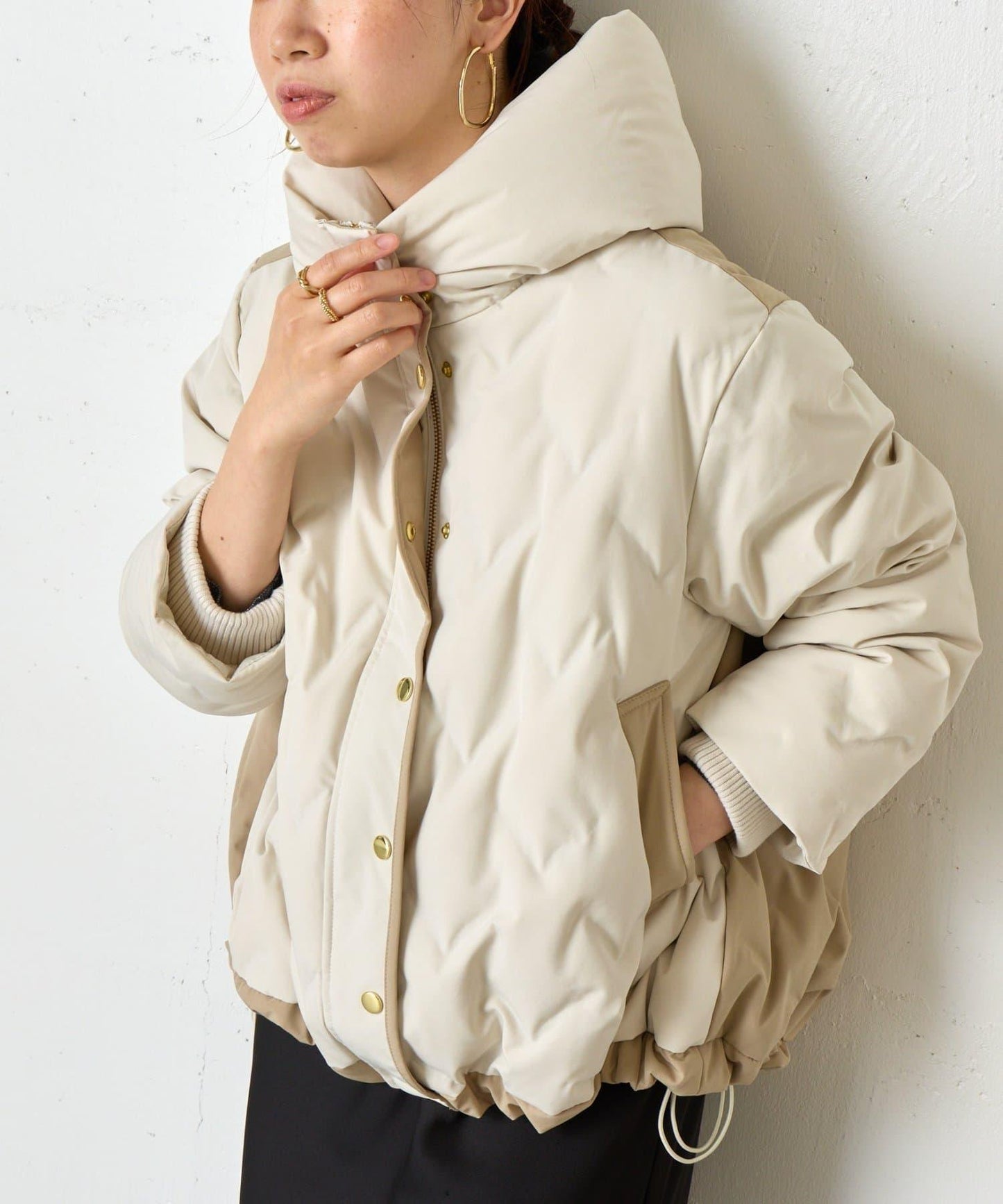 配色連帽羽絨服