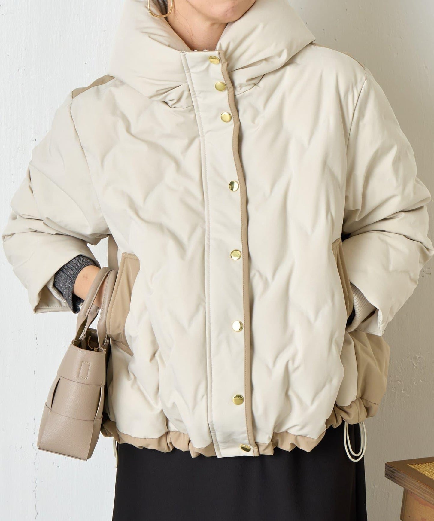 配色連帽羽絨服