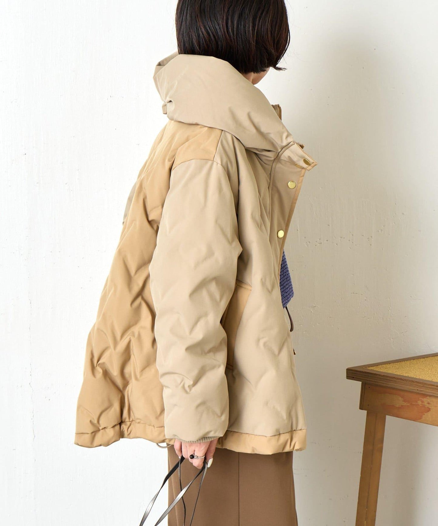 配色連帽羽絨服