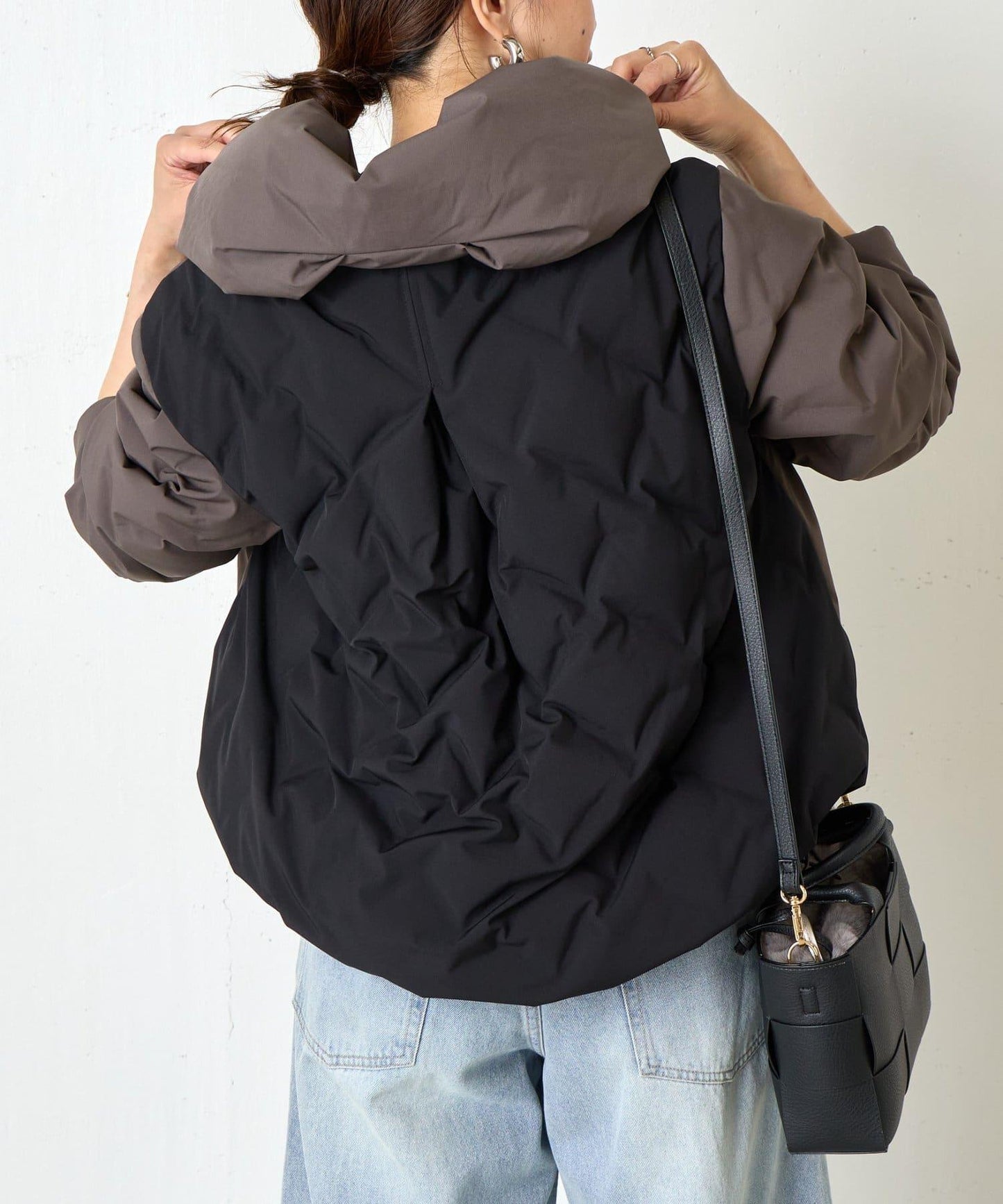 配色連帽羽絨服