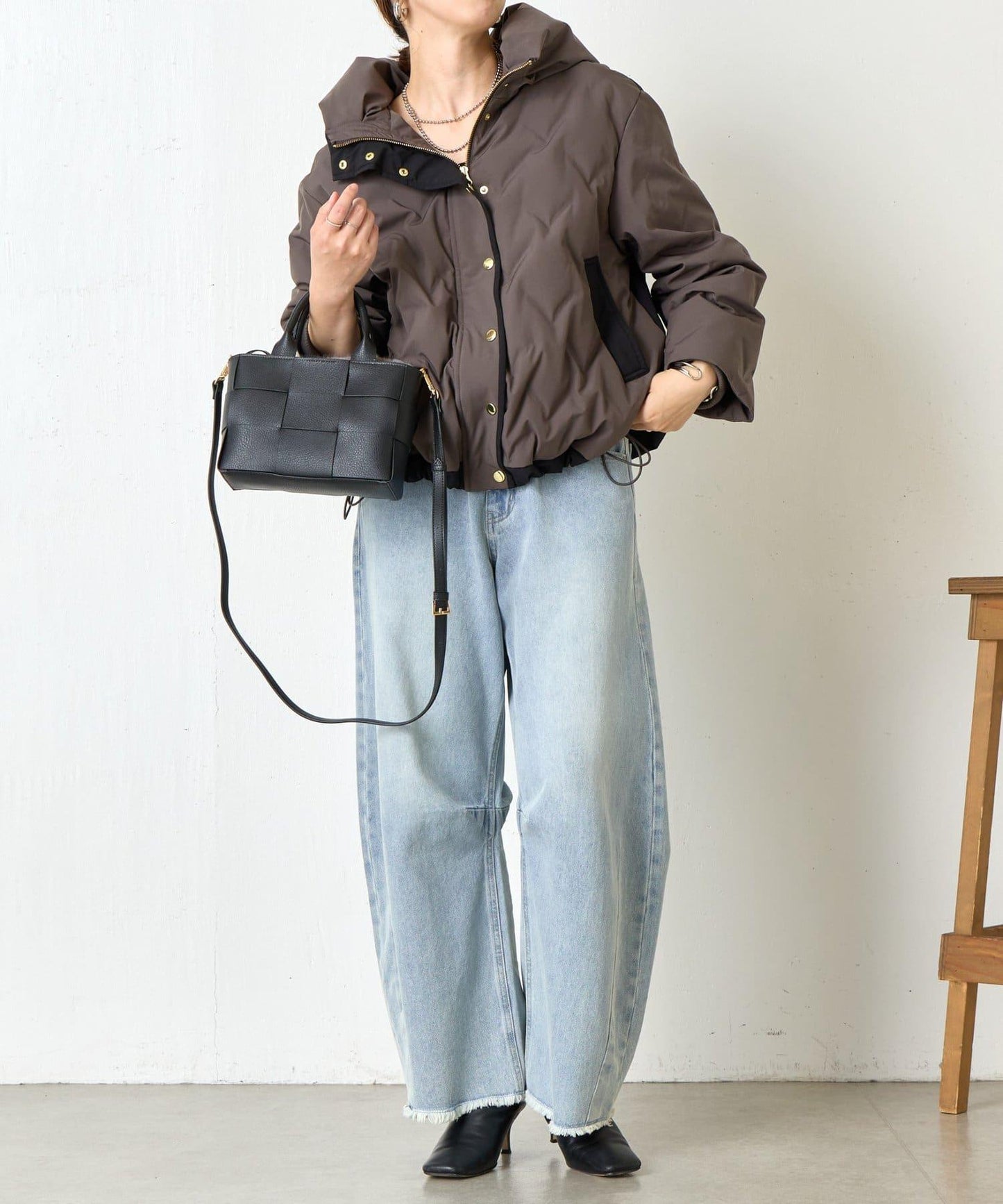 配色連帽羽絨服