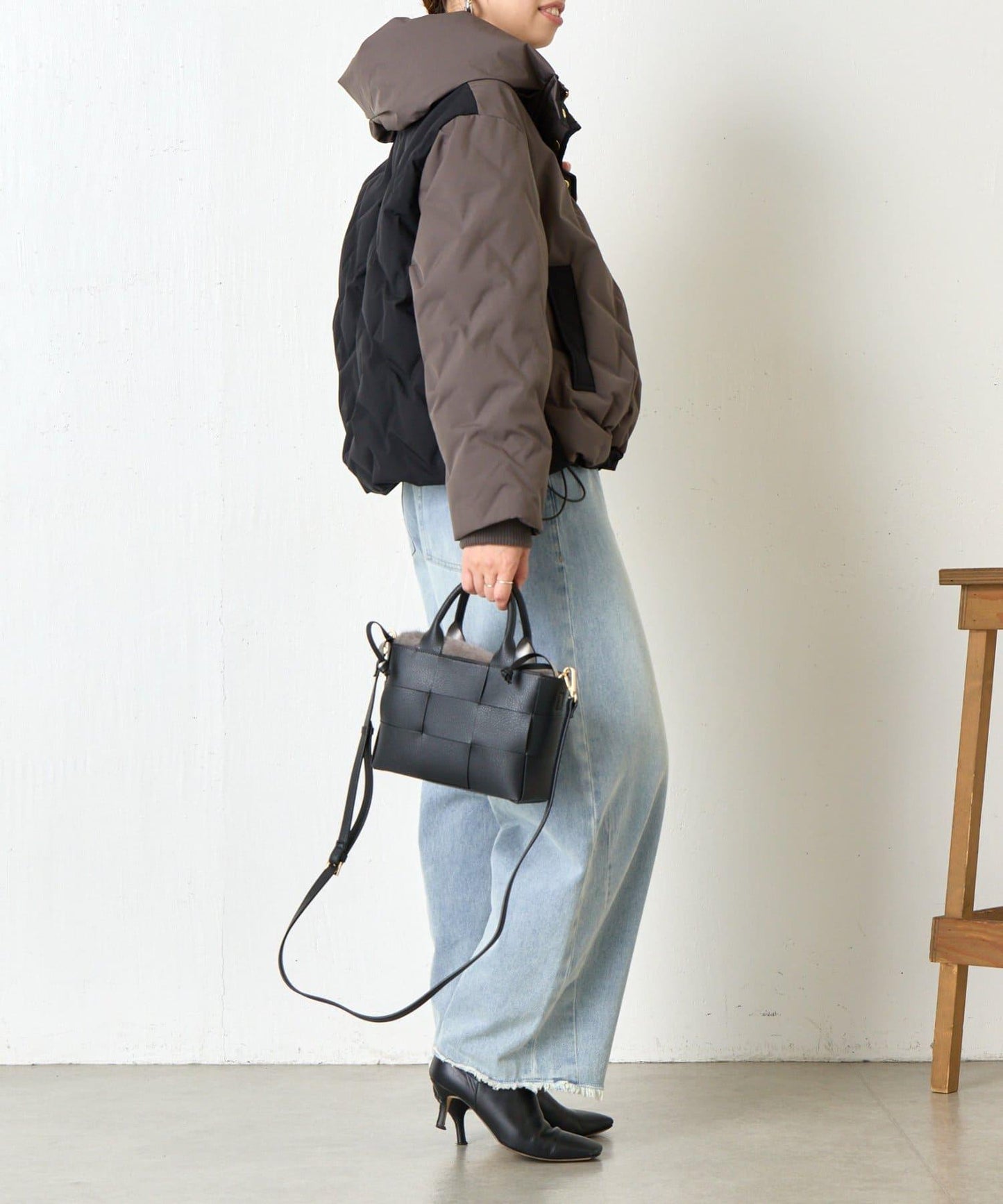 配色連帽羽絨服