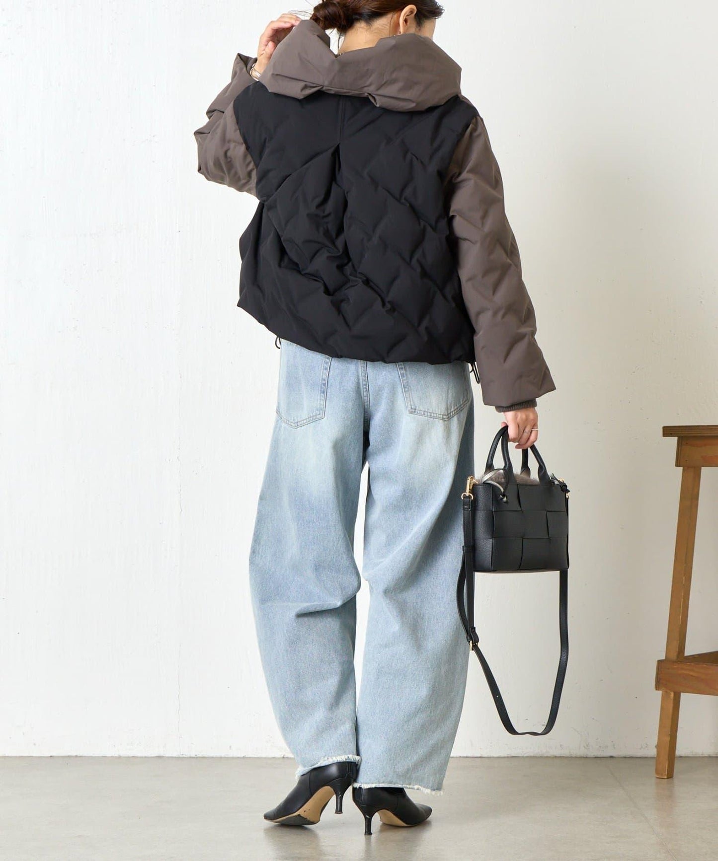 配色連帽羽絨服