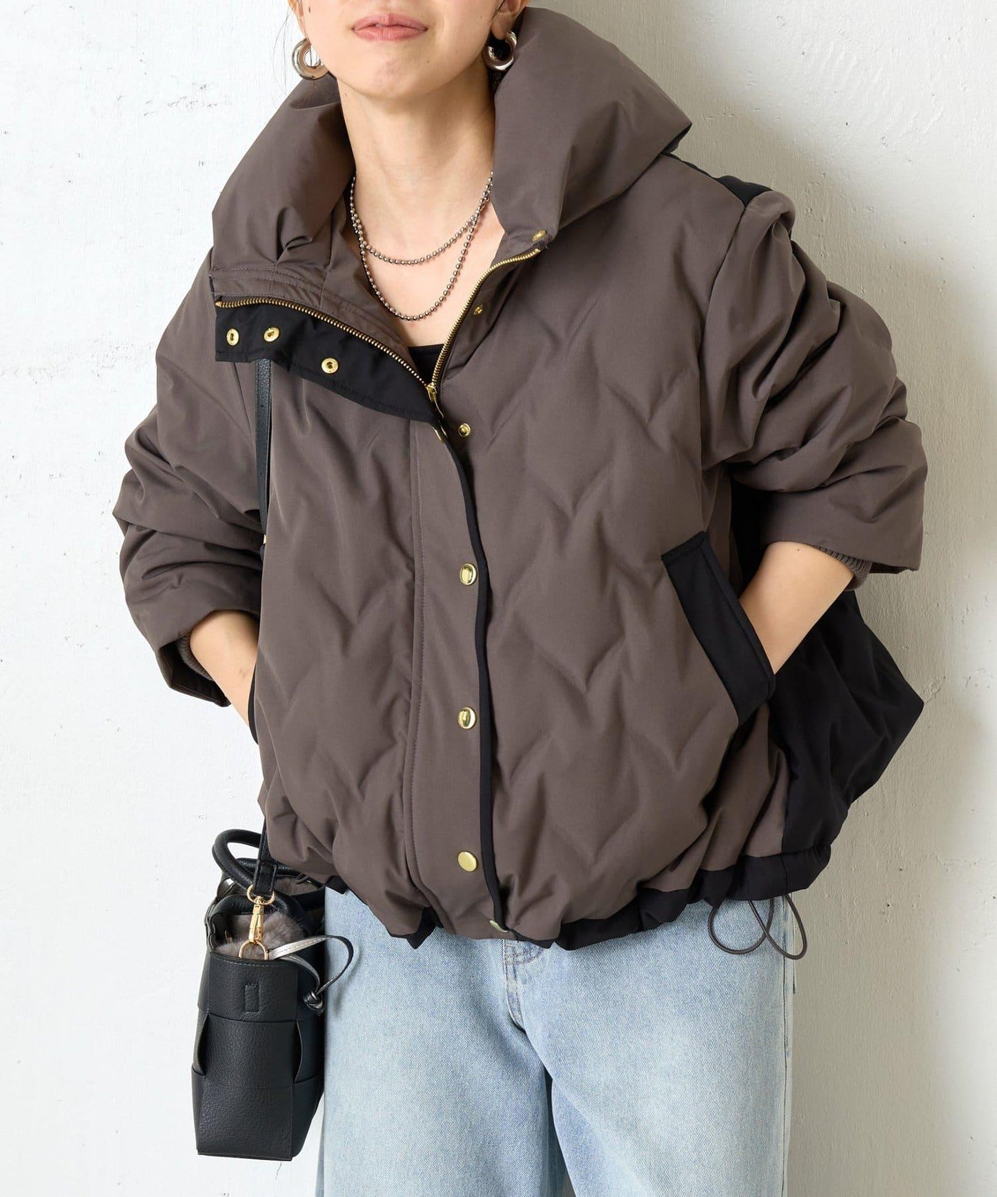 配色連帽羽絨服