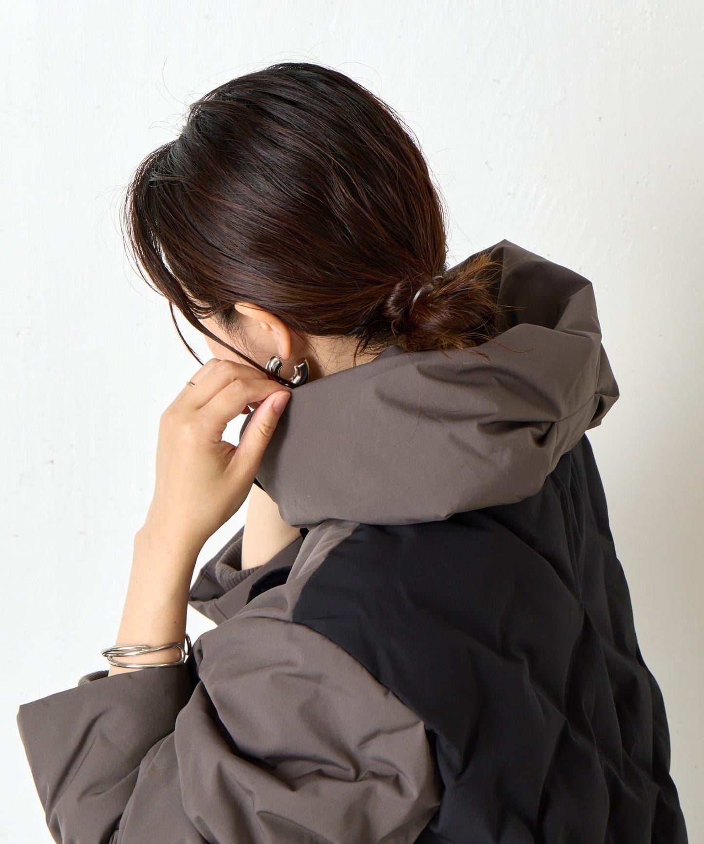 配色連帽羽絨服