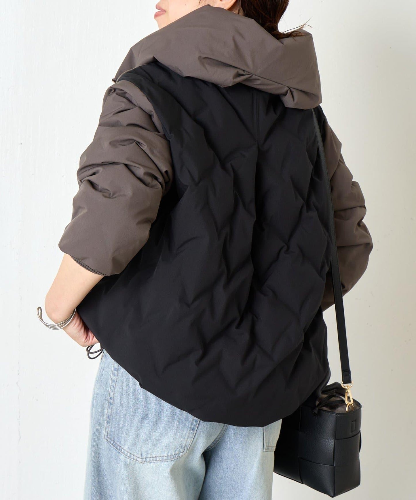 配色連帽羽絨服