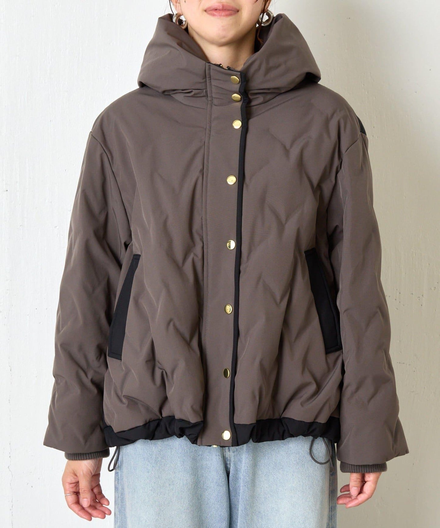 配色連帽羽絨服