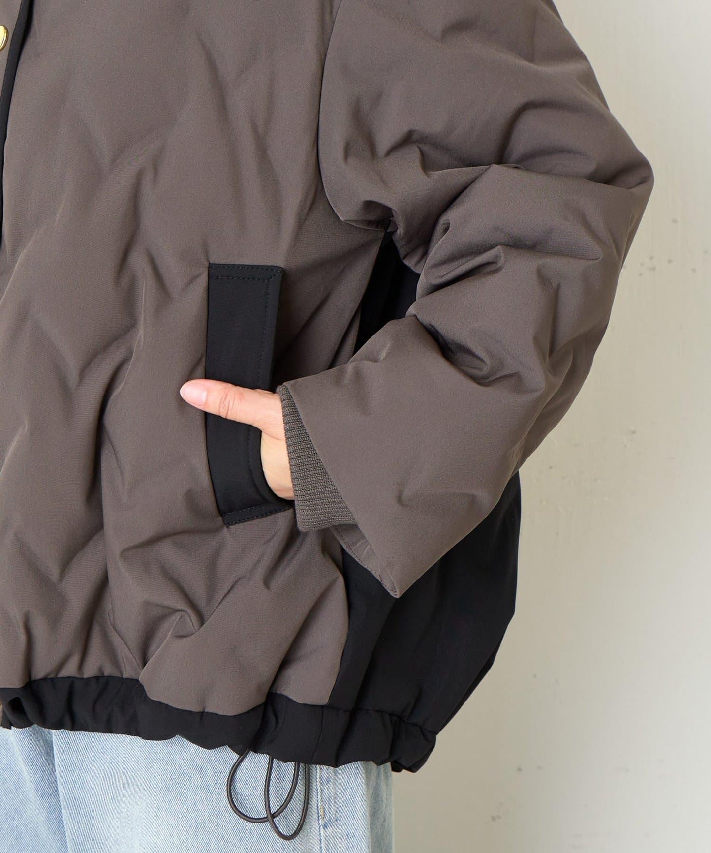 配色連帽羽絨服