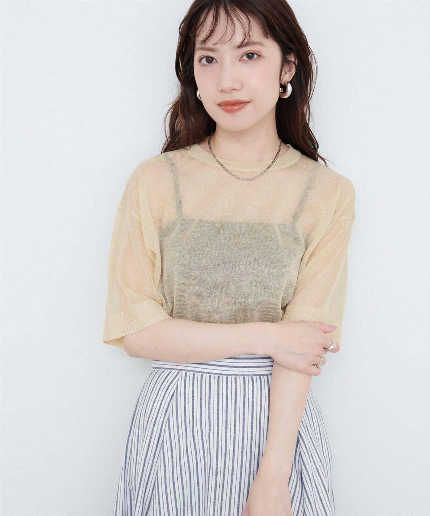 【限定】閃亮寬鬆針織套頭衫