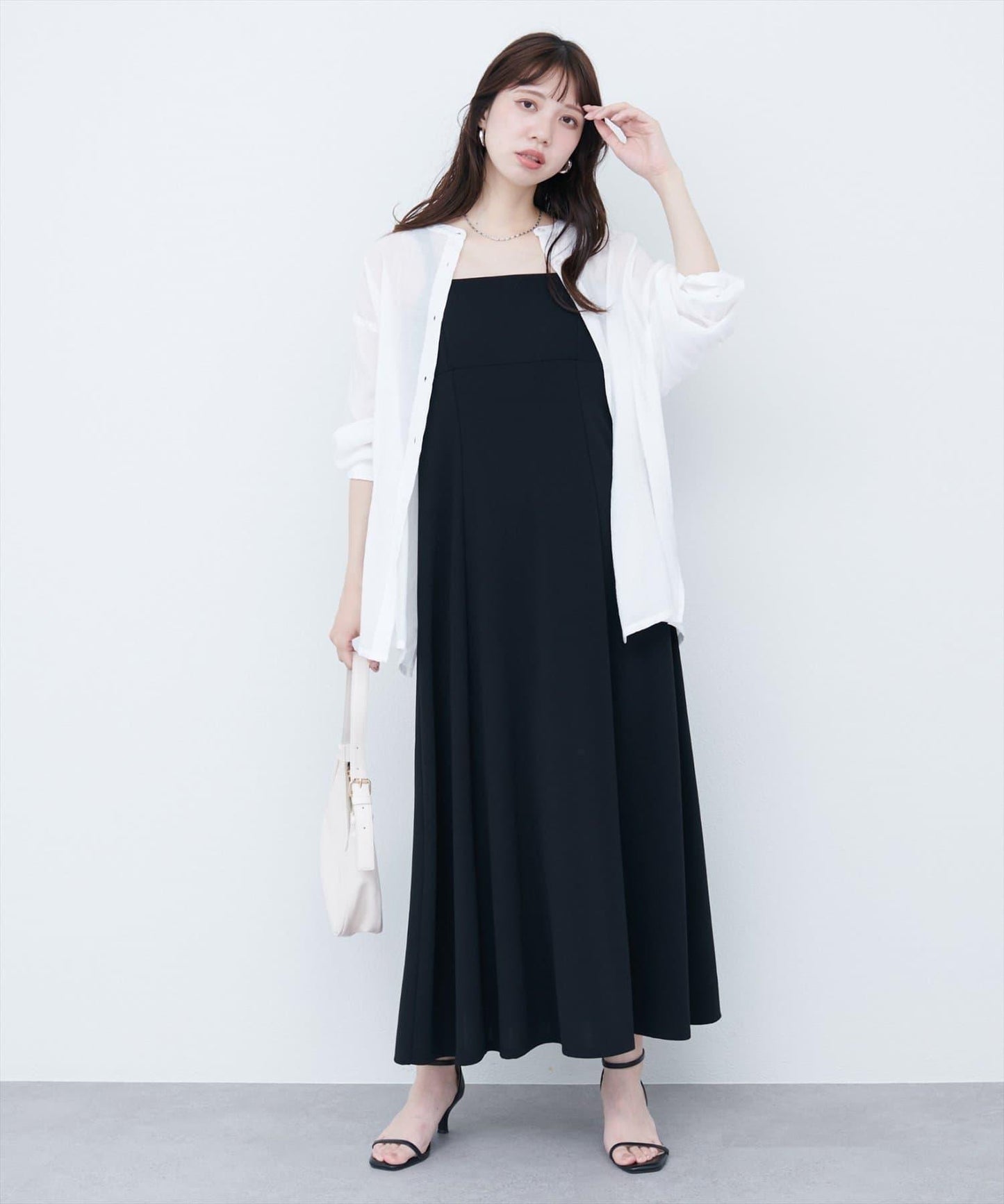 【限定】立領側開衩透視襯衫
