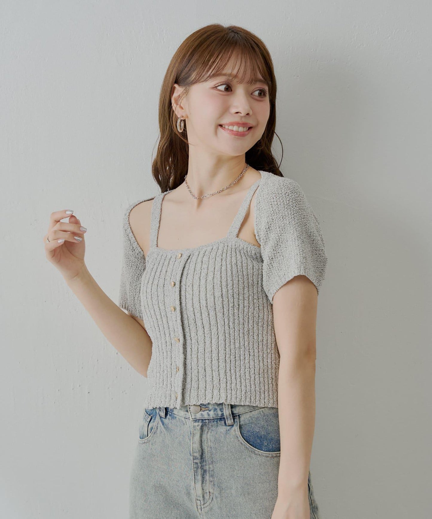 【套裝商品】前開扣背心+短外套套裝