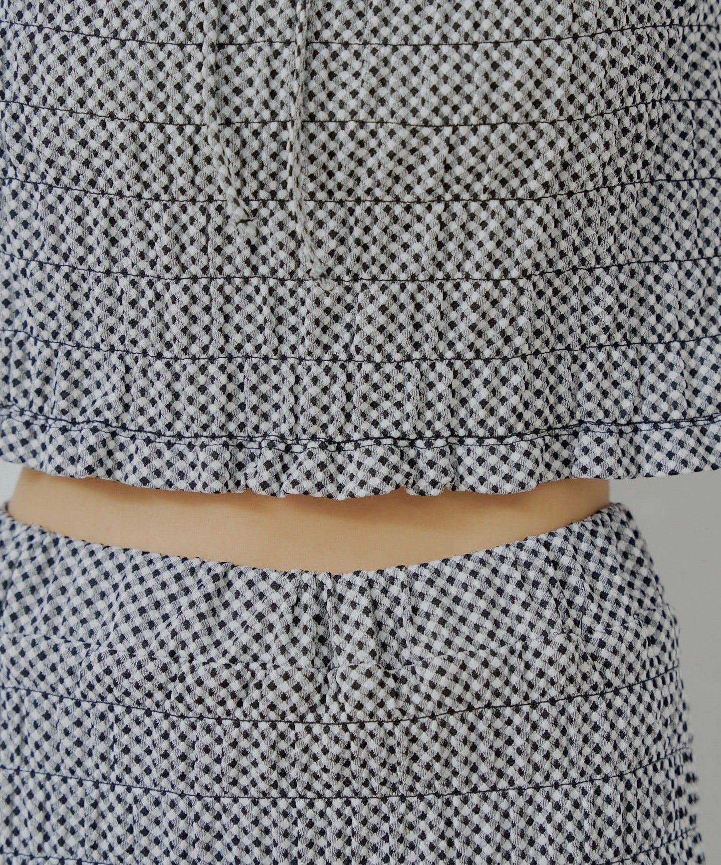 Chico 格紋 前蝴蝶結 小披肩設計 T恤