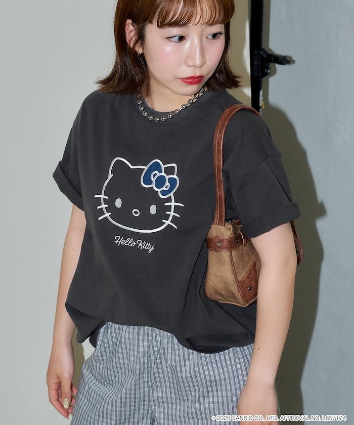 "HELLO KITTY/《Hello Kitty》" 異素材蝴蝶結T恤 限定推出