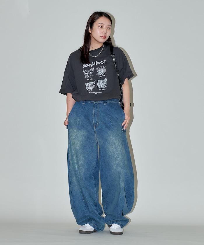 "SOUNDHOUSE" 4只貓 動物印花T恤