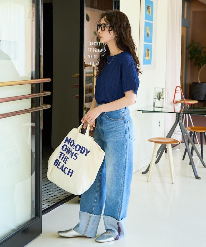 流蘇條紋提花短袖T恤