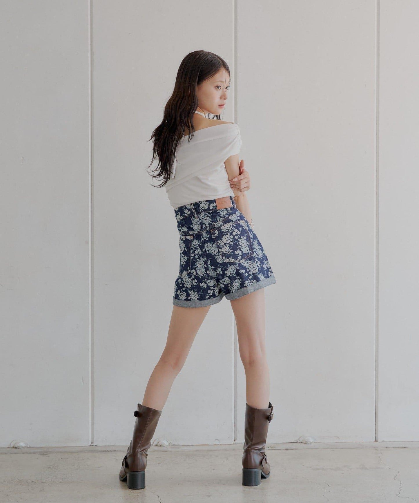 花印牛仔短褲