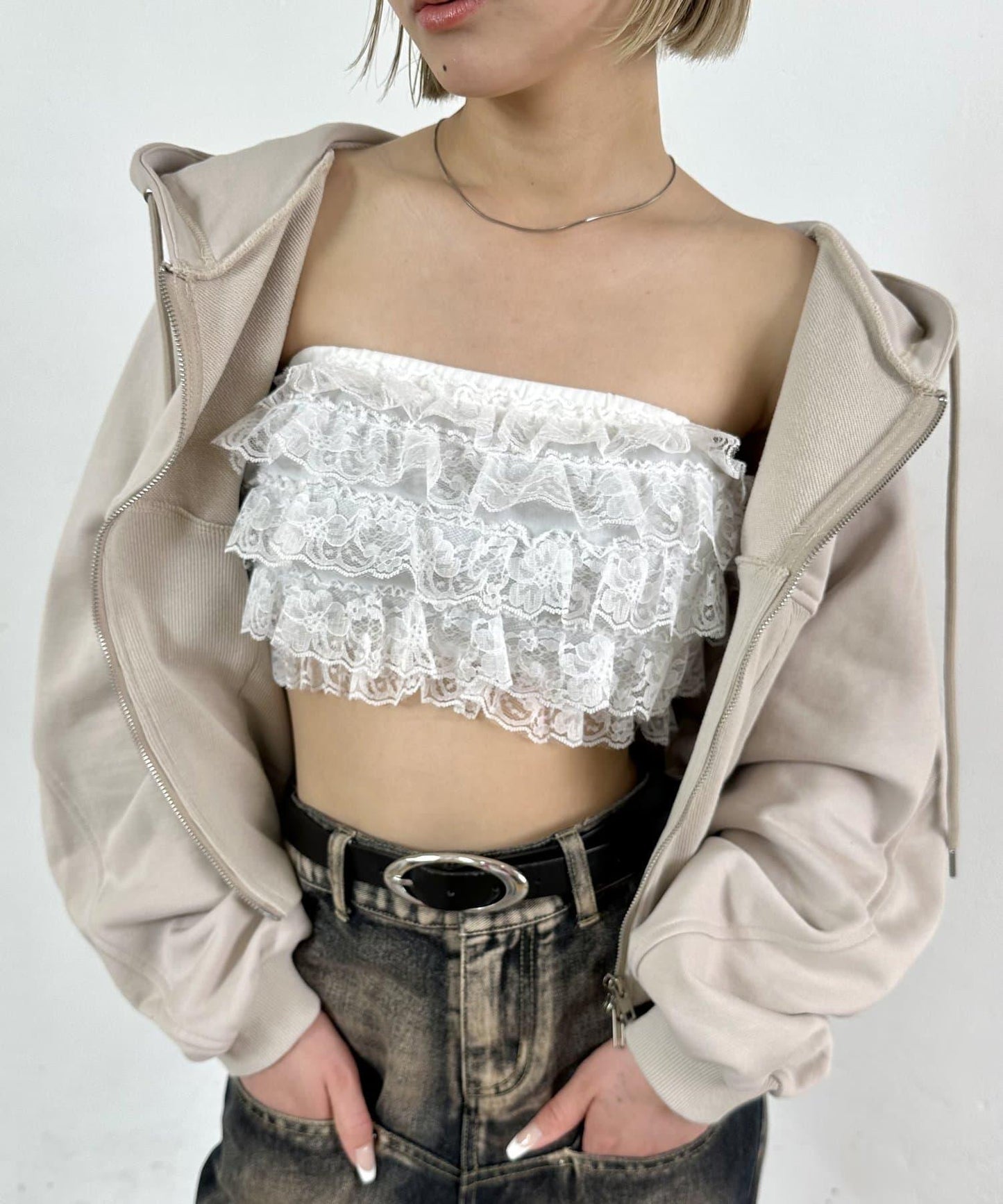 【WHO'S WHO gallery】蕾絲荷葉邊胸衣