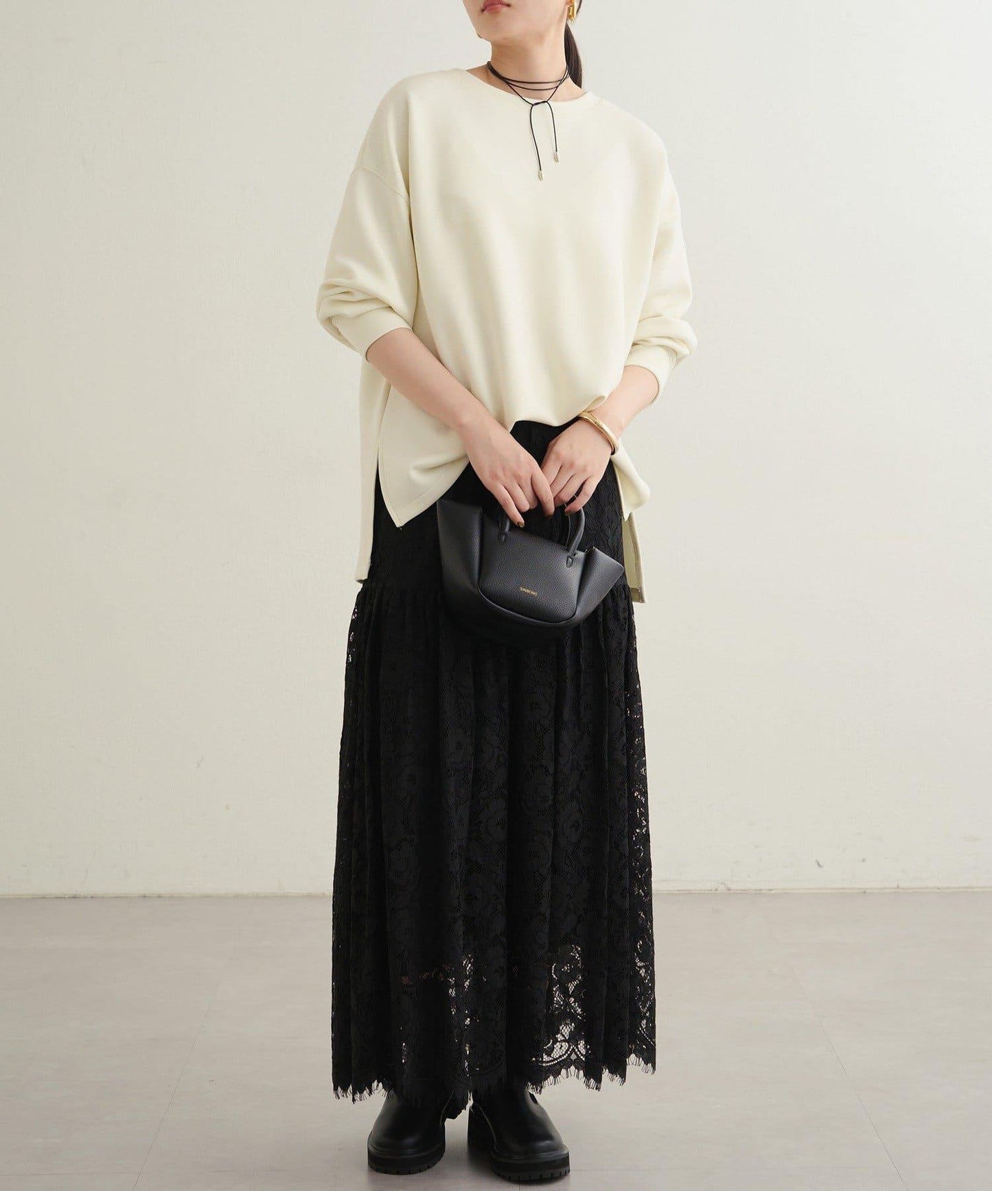 【Loungedress】復古風蕾絲半身裙