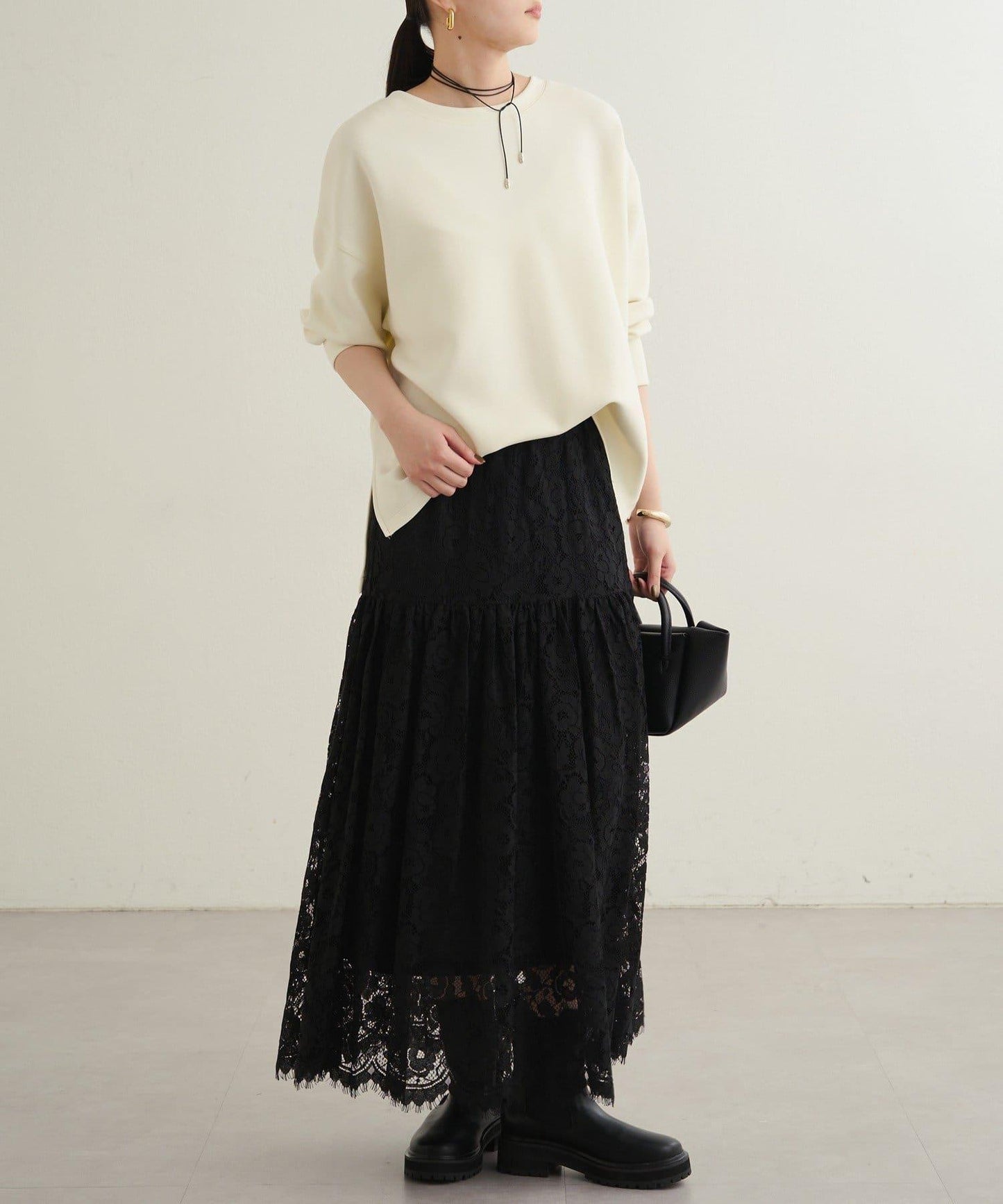 【Loungedress】復古風蕾絲半身裙