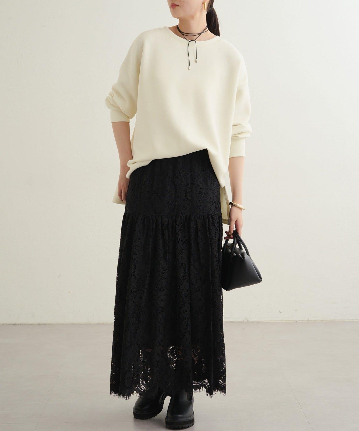 【Loungedress】復古風蕾絲半身裙