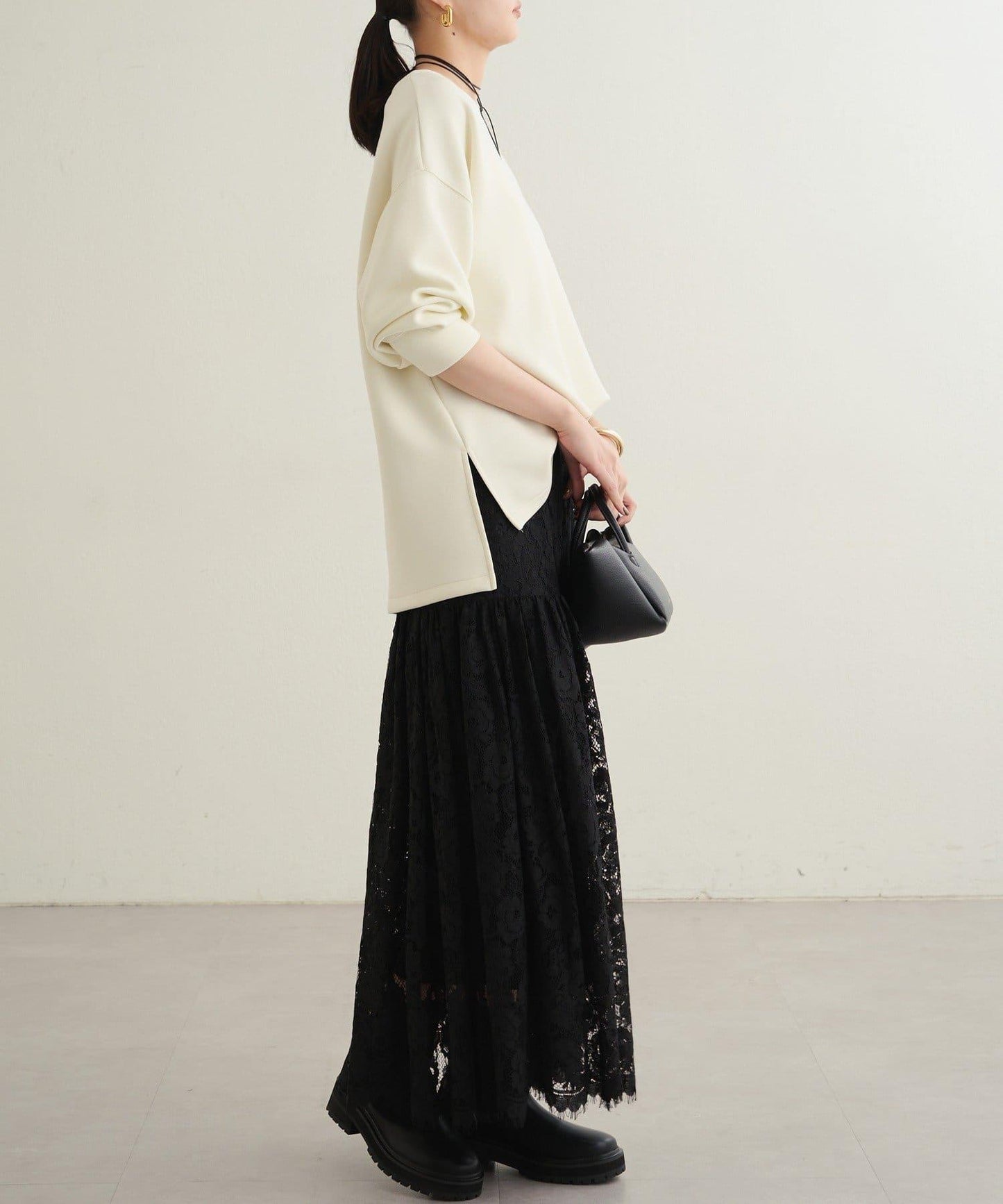 【Loungedress】復古風蕾絲半身裙
