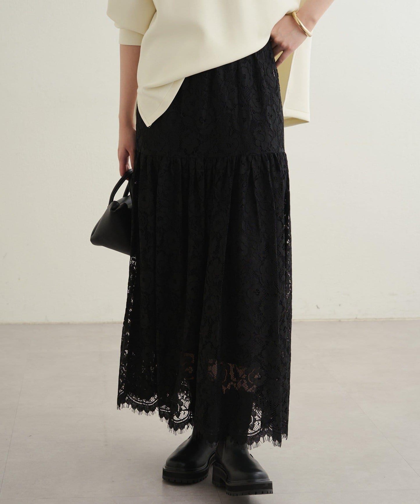 【Loungedress】復古風蕾絲半身裙