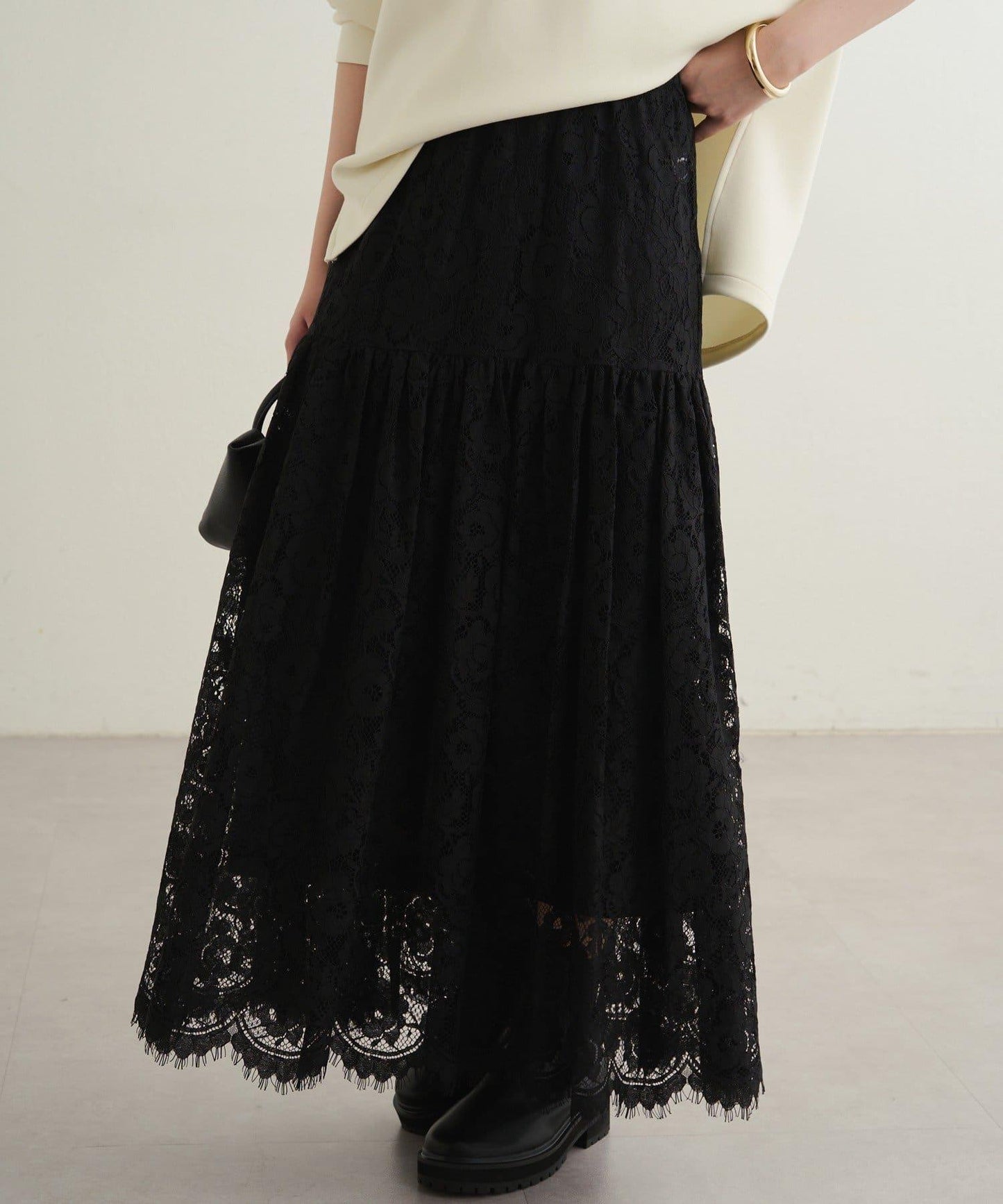 【Loungedress】復古風蕾絲半身裙